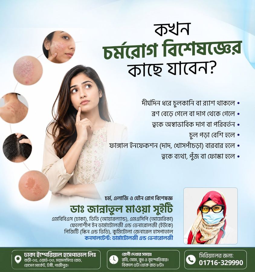 When should you see a dermatologist? — poster by Dr. Jannatul Mawa Sweety